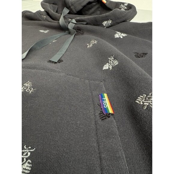 FIGS Grey Cotton Hoodie Embroidered Caduceus AOP Women’s M Medical Nurse Doctor - Picture 10 of 16